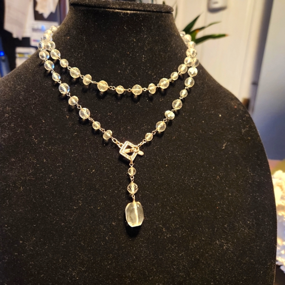 Retired Silpada Glass Front Toggle Necklace, 35 inches long